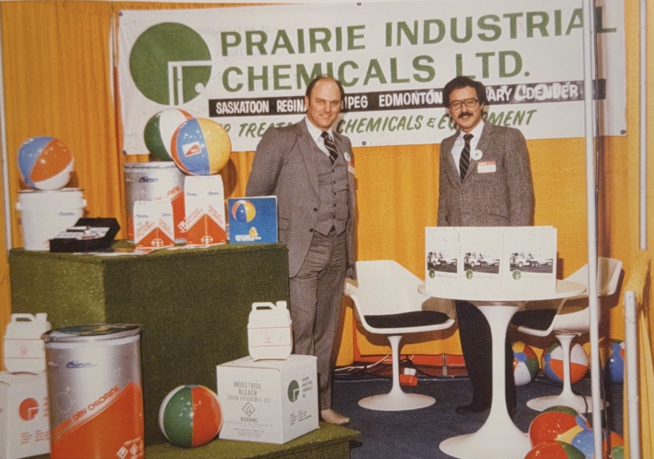 Jim Yuel and Rick Sauter at the 1983 Canadian Pool and Spa Show at BC Place